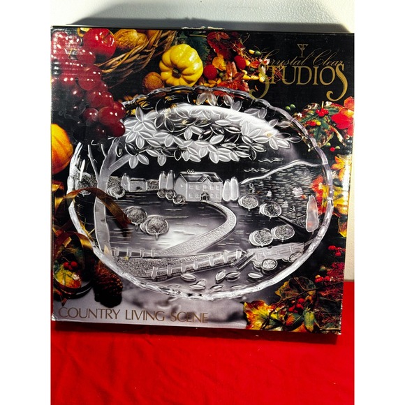 Crystal Clear Studios Other - Crystal Clear Studios Country Living Scene Glass Platter Farmhouse Decor NIB